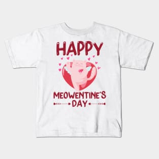 Valentines Day Happy Meowentine's Day Cat Lover Kids T-Shirt